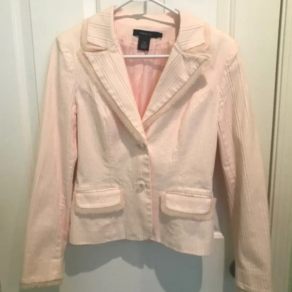 Matching pink blazer and skirt